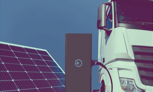 Fordon, elstation och solenergi.